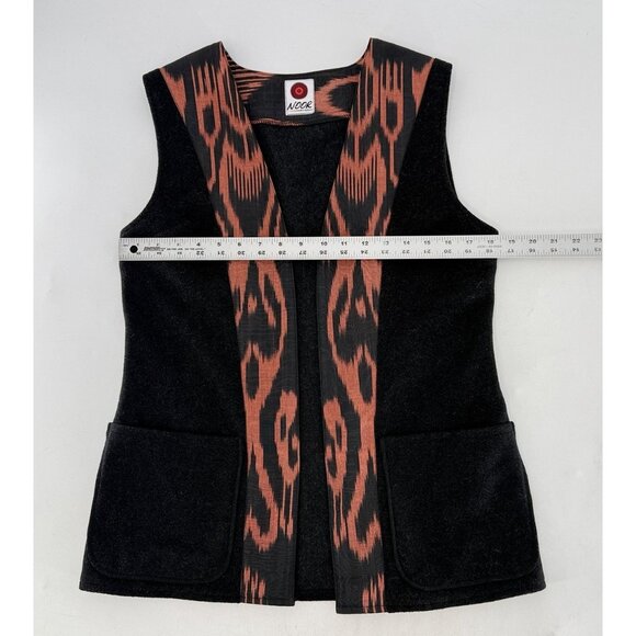 Noot Art Gallery Dark Gray & Red Art To Wear Vest Bohemian Artsy See Measure - Picture 9 of 9